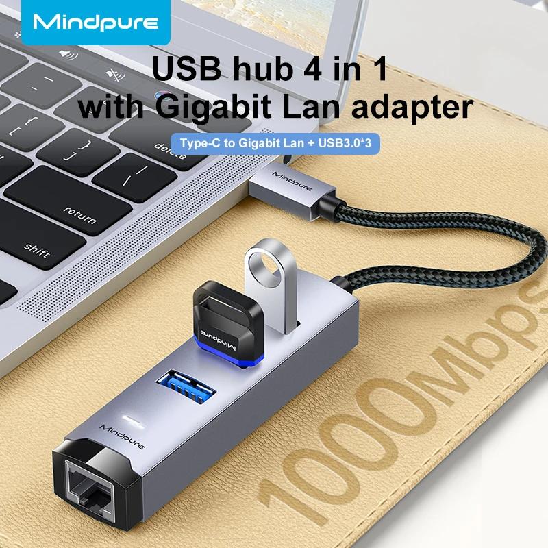 Mindpure 4 in 1 USB 3.0 , RJ45 1000/100Mbps , USB 4 Ʈ Ʈũ ī, ƺ PC Ʈ CŸ й ׼